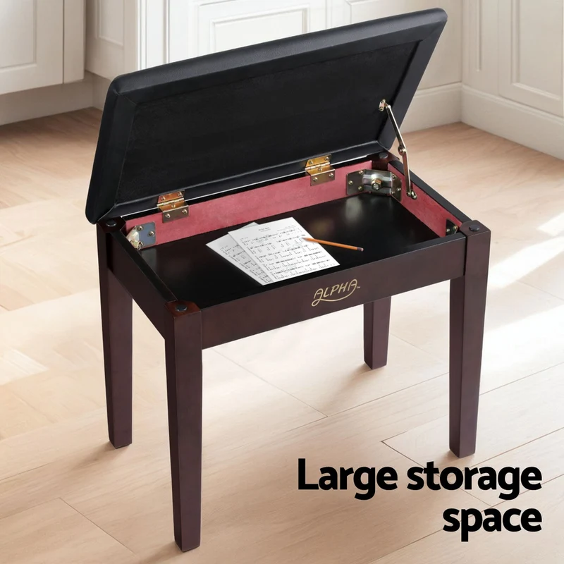 Alpha Piano Bench Stool with Storage Wooden PU Leather