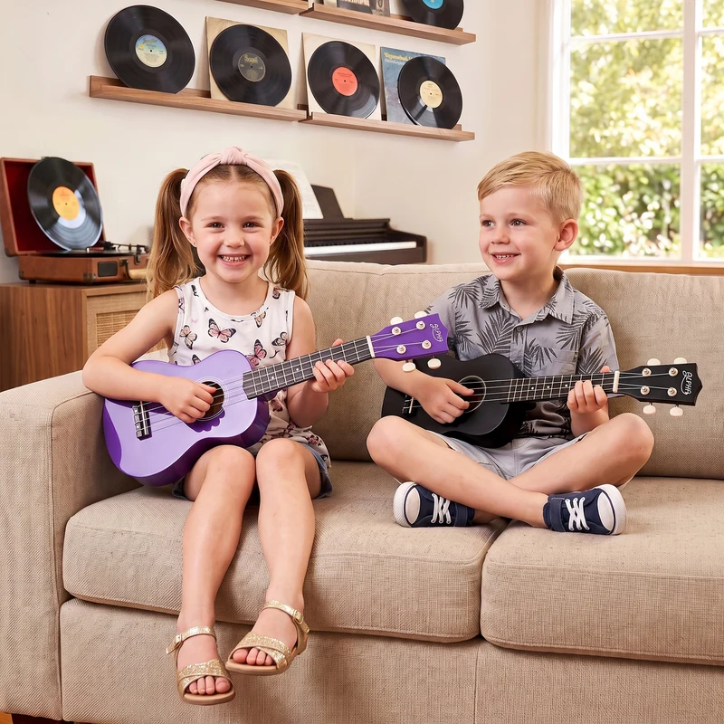 Alpha 21" Ukulele Soprano Beginner Acoustic Small Guitar Kids Strings Purple