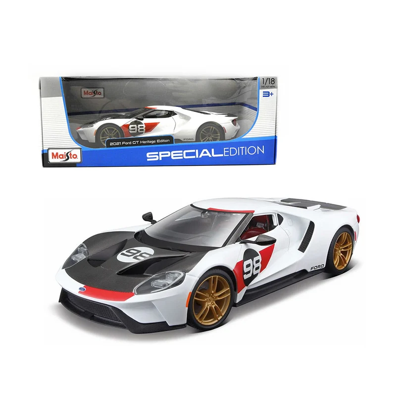 Maisto Licensed 1:18 Scale Ford GT Heritage Series #98 2021 Diecast Model Car
