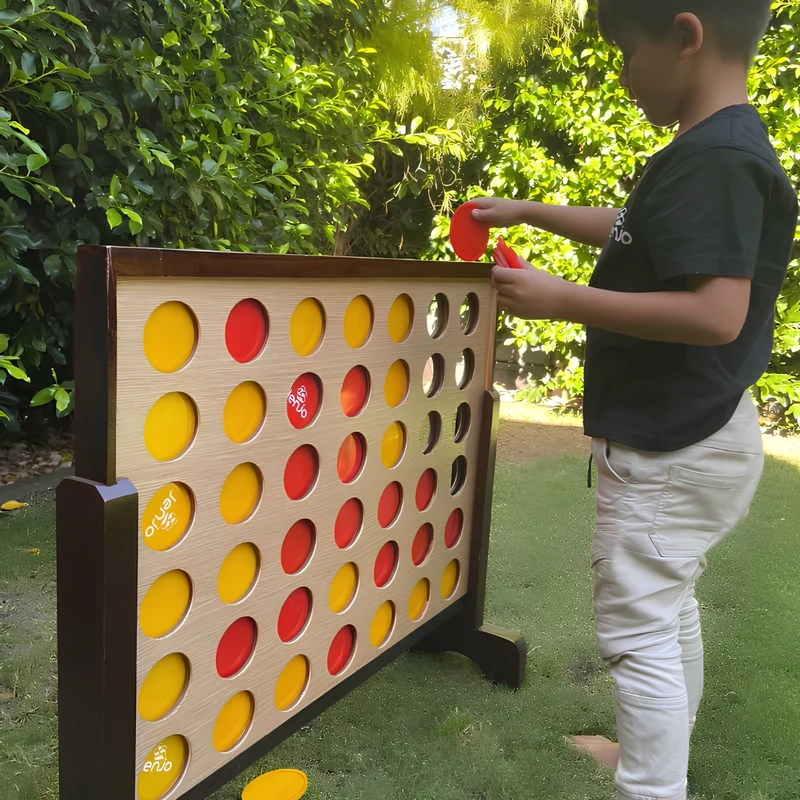 Jenjo Games Mega 4 Hardwood Connect Four Game Set - 75x79cm