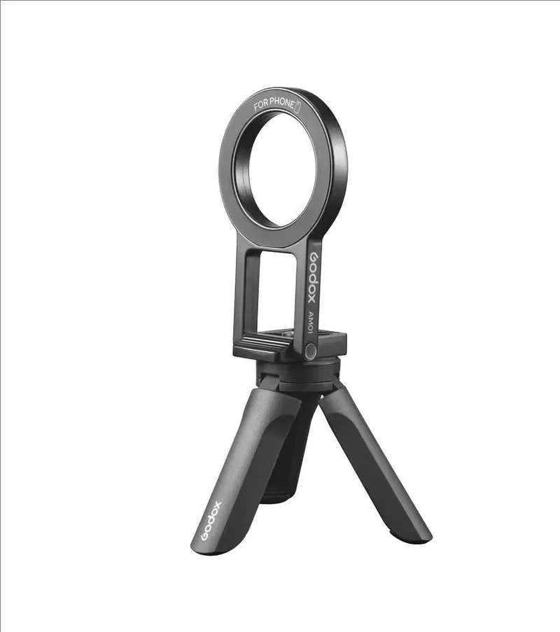 Godox Magnetic Bracket for MA5R and iPhone MagSafe with a mini table tripod