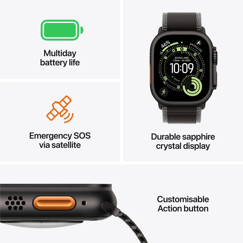 Apple Watch Ultra 3 49mm Black Titanium Case GPS + Cellular Black Alpine Loop (Medium)