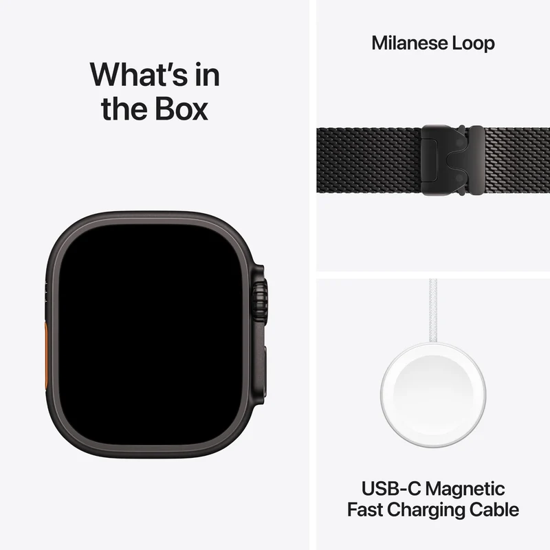 Apple Watch Ultra 3 49mm Black Titanium Case GPS + Cellular Milanese Loop (Small)