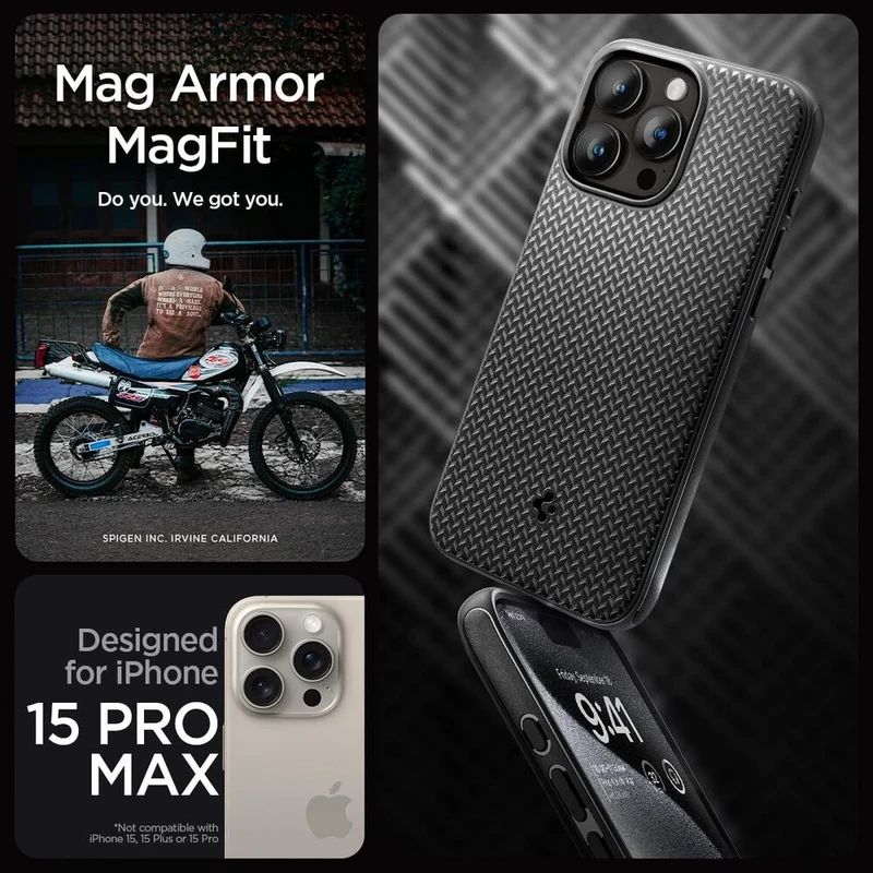 Spigen Apple iPhone 15 Pro Max Mag Armor (MagFit) Case - Black