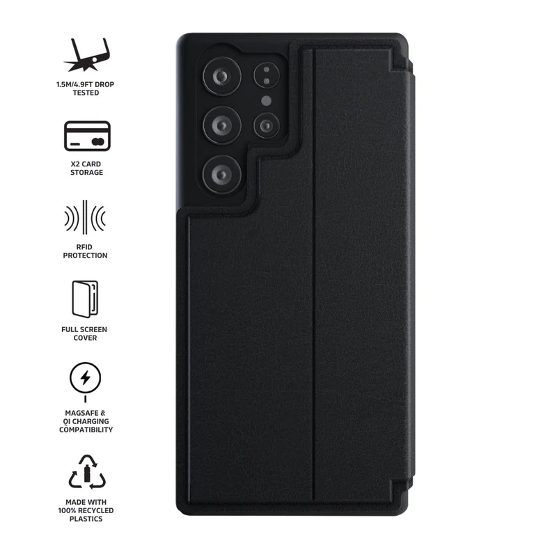 3sixT SlimFolio Case in Black - Samsung GS24, GS24+, GS24 Ultra