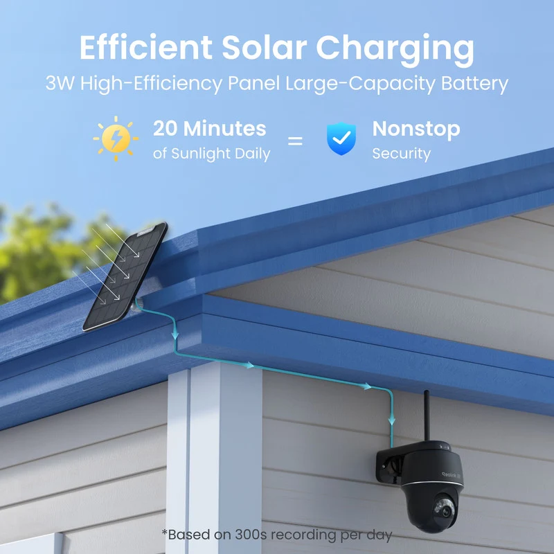 Reolink Argus PT Ultra 4K Pan Tilt Auto Tracking Battery Security Camera+Solar Panel Black(2 Pack)