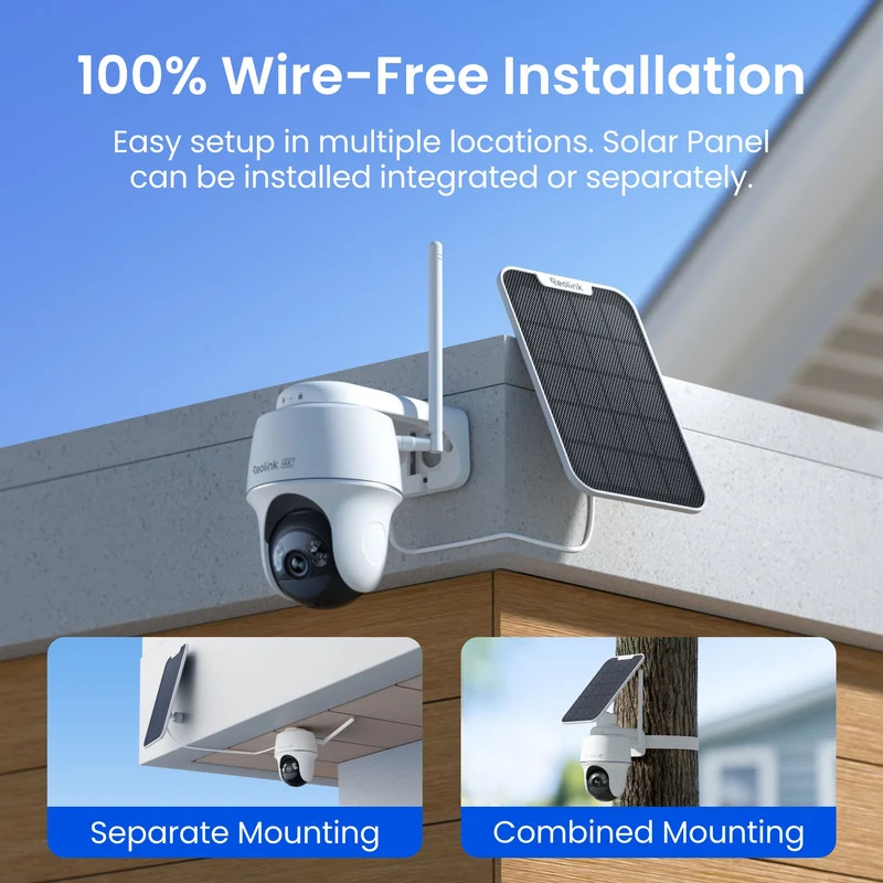 Reolink Argus PT Ultra 4K Pan Tilt Automatic Tracking Battery Security Camera+Solar Panel(2 Pack)
