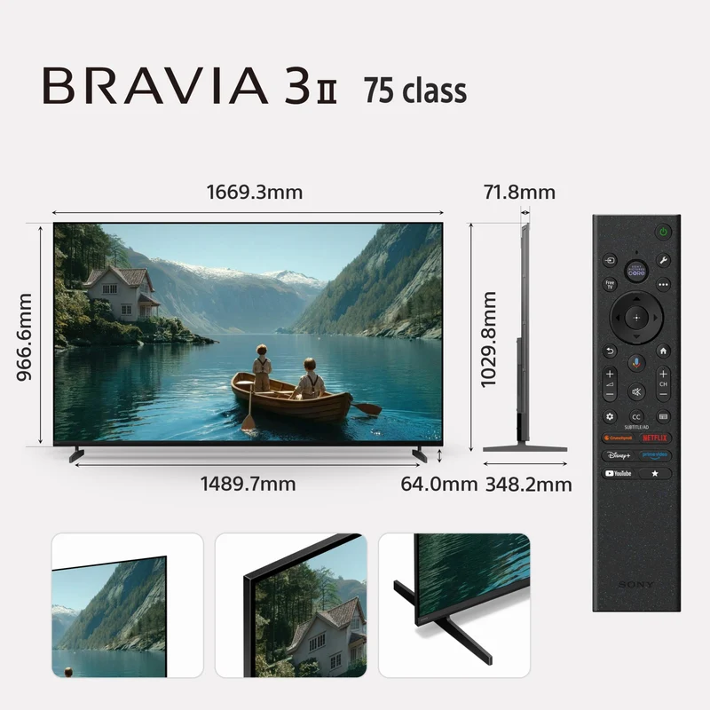 Sony 75" BRAVIA 3 II 4K LED AI Google TV [2026]