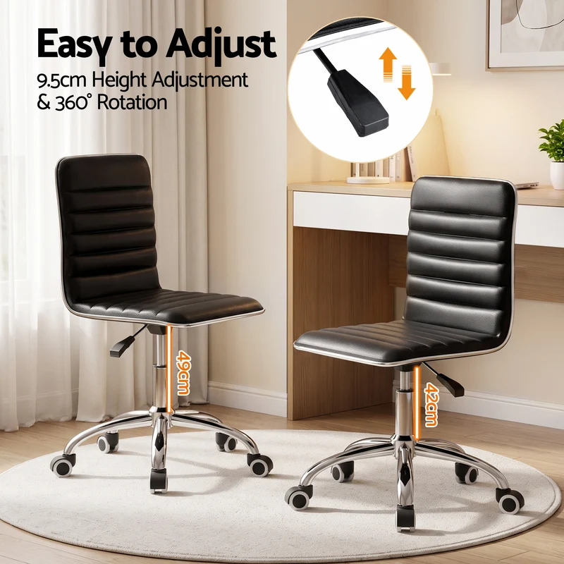 Artiss Office Chair Conference Chairs PU Leather Low Back (Black)
