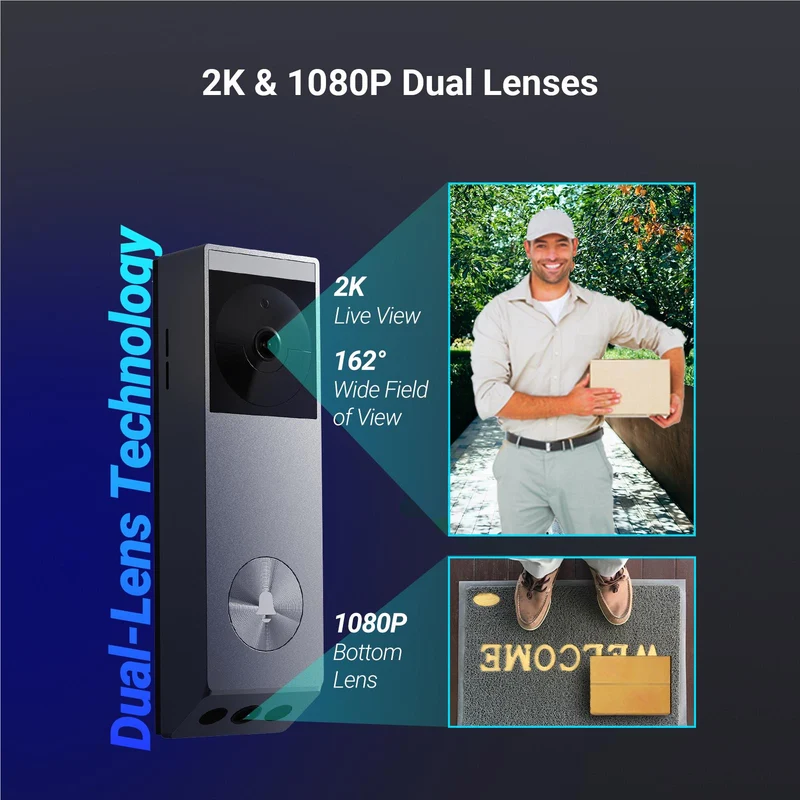 EZVIZ EP3X Pro Dual Security Camera Doorbell with Solar Panel